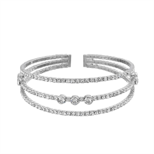 Vieste Three Row Nickel Free Crystal Cuff Bracelet