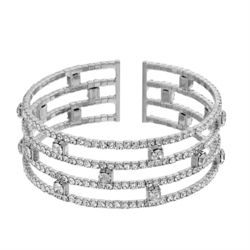 Vieste Four Row Nickel Free Crystal Cuff Bracelet