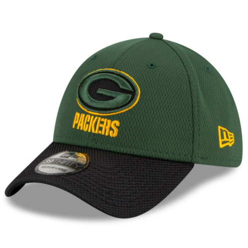 Mens New Era Green/Black Green Bay Packers 2021 NFL Sideline Road 39THIRTY Flex Hat