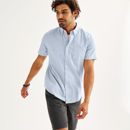 Mens Sonoma Goods For Life Short Sleeve Perfect Length Button Down Shirt