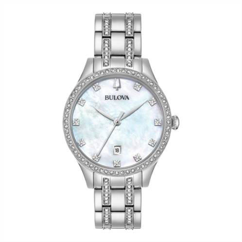 Bulova Womens Mother Of Pearl & Crystal Watch - 96M144