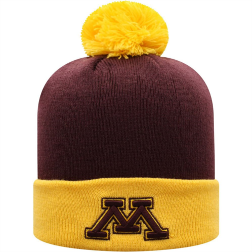 Mens Top of the World Maroon/Gold Minnesota Golden Gophers Core 2-Tone Cuffed Knit Hat with Pom