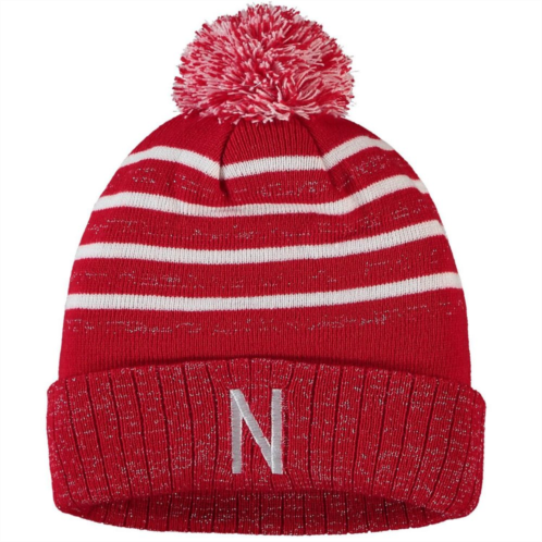 Womens Top of the World Scarlet Nebraska Huskers Shimmering Cuffed Knit Hat with Pom