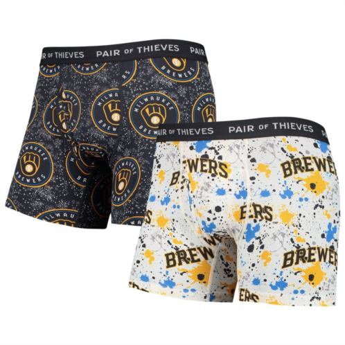 Unbranded Mens Pair of Thieves White/Navy Milwaukee Brewers Super Fit 2-Pack Boxer Briefs Set
