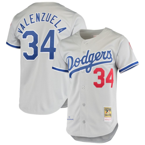 Unbranded Mens Mitchell & Ness Fernando Valenzuela Gray Los Angeles Dodgers Road 1981 Cooperstown Collection Authentic Jersey