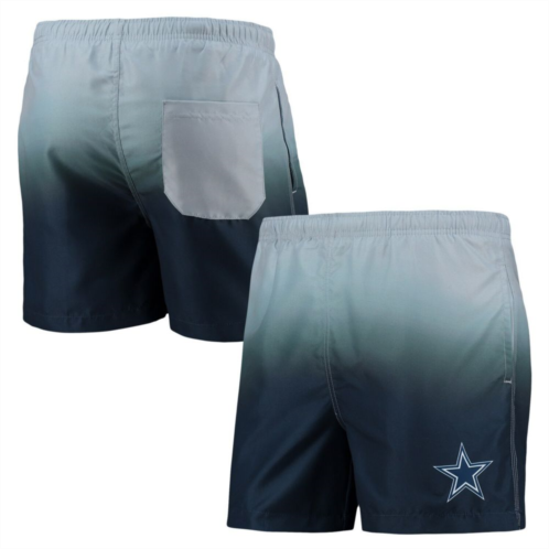 Mens FOCO Gray/Navy Dallas Cowboys Dip-Dye Swim Shorts