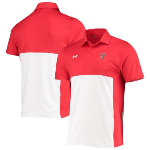 Mens Under Armour Red/White Texas Tech Red Raiders 2022 Blocked Coaches Performance Polo