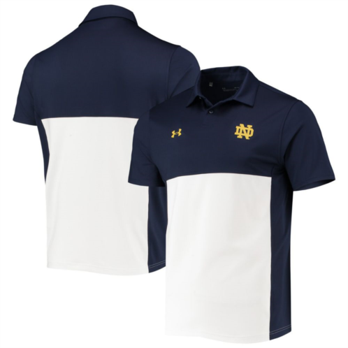 Mens Under Armour Navy/White Notre Dame Fighting Irish 2022 Blocked Coaches Performance Polo
