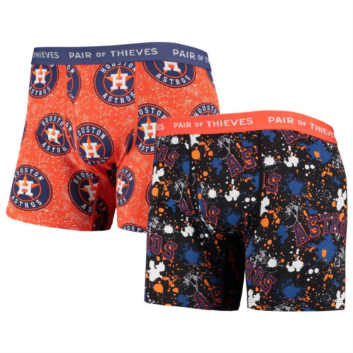 Unbranded Mens Pair of Thieves Black/Orange Houston Astros Super Fit 2-Pack Boxer Briefs Set