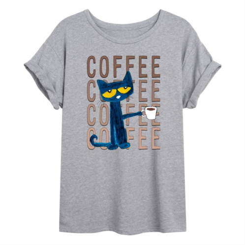 Licensed Character Juniors Pete The Cat Coffee Oversized Graphic Tee