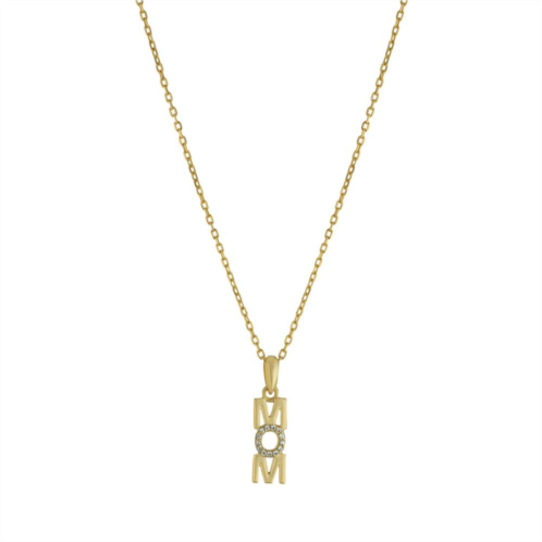 Main and Sterling 14k Gold Over Silver Cubic Zirconia MOM Pendant Necklace