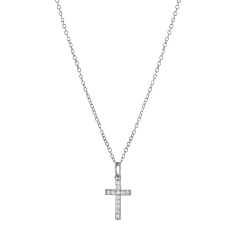 Main and Sterling Sterling Silver Cubic Zirconia Cross Pendant Necklace