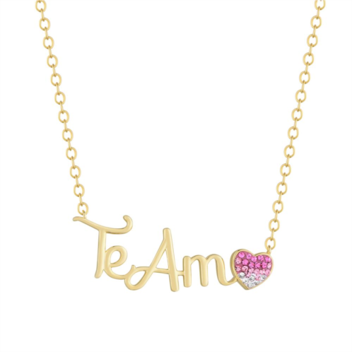 Crystal Collective Gold Plated Te Amo Heart Necklace