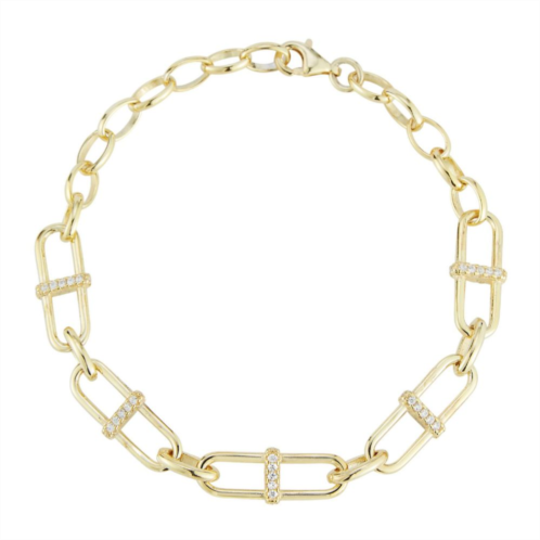 Sunkissed Sterling Cubic Zirconia Mariner Link Chain Bracelet
