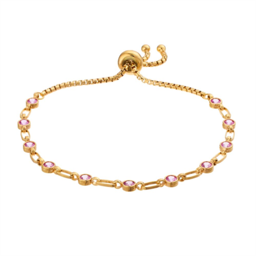 Kristen Kesho Sterling Silver Lab-Created Pink Sapphire Tennis Adjustable Bolo Bracelet