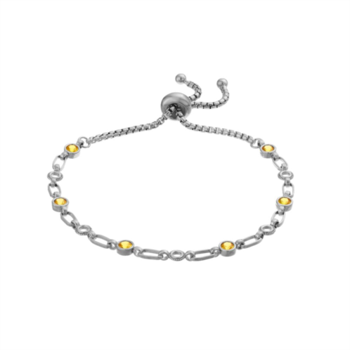 Kristen Kesho Sterling Silver Lab-Created Yellow Sapphire Adjustable Bolo Bracelet