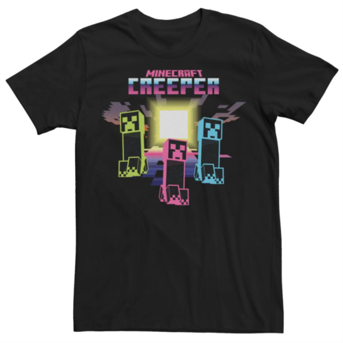 Licensed Character Mens Minecraft Neon Colors Creeper Vibes Tee