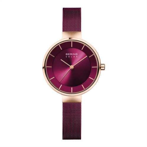 BERING Womens Ultra Slim Purple Stainless Milanese Bracelet Watch