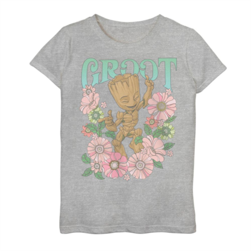 Licensed Character Girls 7-16 Marvel Guardians of the Galaxy Classic Floral Groot Graphic Tee