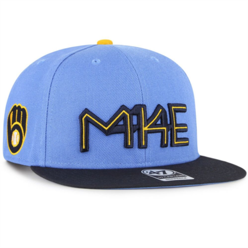 Unbranded Mens 47 Powder Blue Milwaukee Brewers 2022 City Connect Captain Snapback Hat