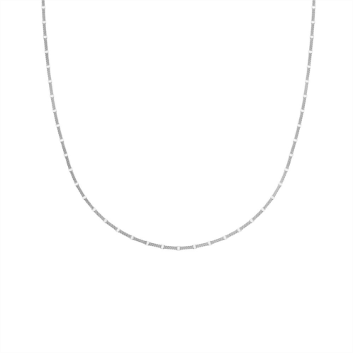 PRIMROSE Sterling Silver Polished Mirror Station Curb Chain Necklace