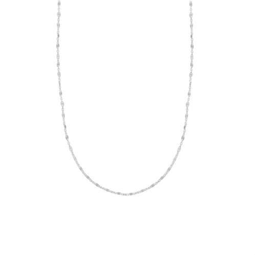 PRIMROSE Sterling Silver Textured Mirror Station Cable Chain Necklace