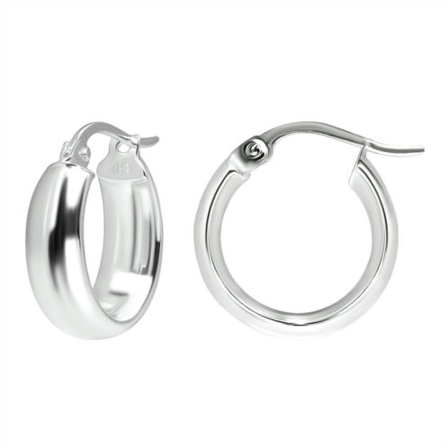 Aleure Precioso Sterling Silver 1/2 Round Hoop Earrings