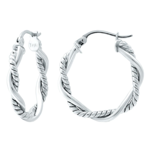 Aleure Precioso Sterling Silver Twist Wrap Hoop Earrings