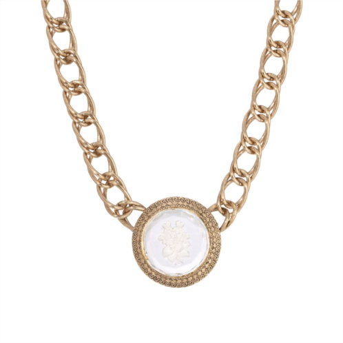 1928 Clear Intaglio Pendant Chain Necklace