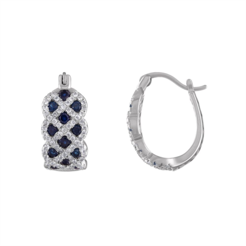 Designs by Gioelli Sterling Silver Lab-Created Sapphire Hoop Earrings