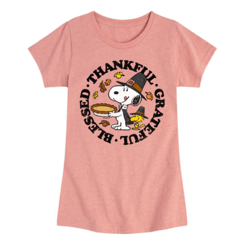 Licensed Character Girls 7-16 Peanuts Thankful Grateful Graphic Tee