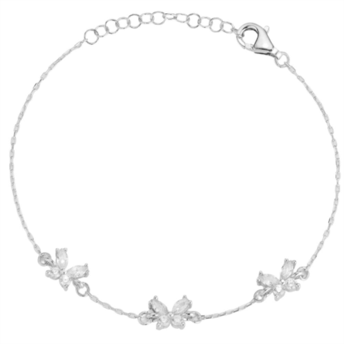 Sunkissed Sterling Silver Over Cubic Zirconia Butterfly Bracelet