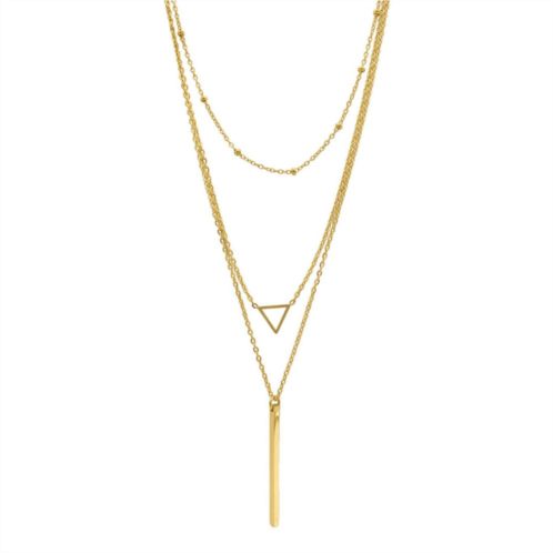 Adornia 14k Gold Plated Triple-Layer Pendant Necklace