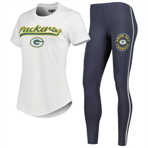 Unbranded Womens Concepts Sport White/Charcoal Green Bay Packers Sonata T-Shirt & Leggings Sleep Set