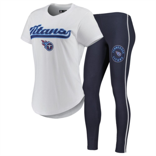 Unbranded Womens Concepts Sport White/Charcoal Tennessee Titans Sonata T-Shirt & Leggings Sleep Set