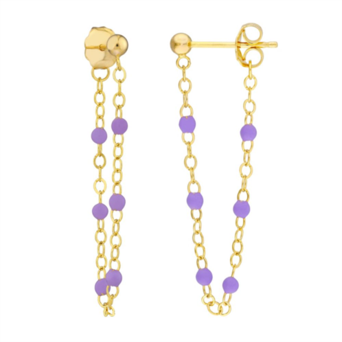 Color Romance 14k Gold Colored Enamel Bead Front-to-Back Station Earrings