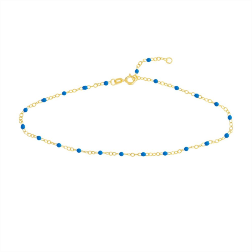 Color Romance 14k Gold Colored Enamel Bead Adjustable Anklet