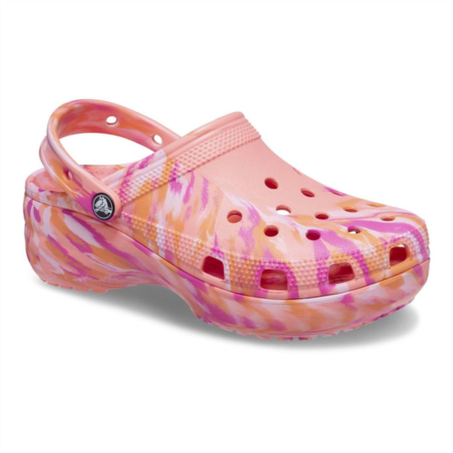 Crocs Classic Womens Platform Marbled Clogs