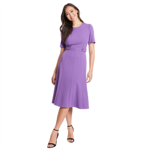 Womens London Times Solid Side Tab Fit & Flare Dress