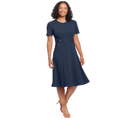Womens London Times Solid Side Tab Fit & Flare Dress