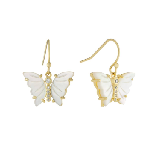Main and Sterling Mother-of-Pearl & Cubic Zirconia Butterfly Earrings