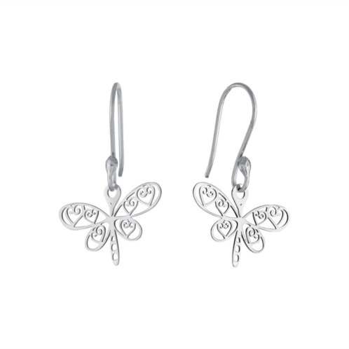 Main and Sterling Sterling Silver Laser Cut Dragonfly Drop Earrings