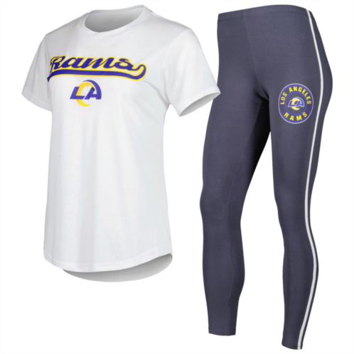 Unbranded Womens Concepts Sport White/Charcoal Los Angeles Rams Sonata T-Shirt & Leggings Sleep Set