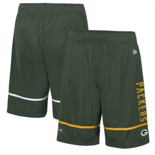 Mens New Era Green Green Bay Packers Combine Authentic Rusher Training Shorts