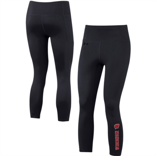 Womens Under Armour Black Wisconsin Badgers Motion Performance Ankle-Cropped Leggings