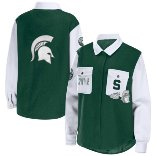 Womens WEAR by Erin Andrews Hunter Green Michigan State Spartans Button-Up Shirt Jacket