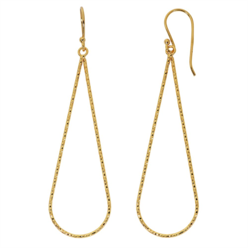 Primavera 24k Gold Over Sterling Silver Textured Wire Teardrop Drop Earrings