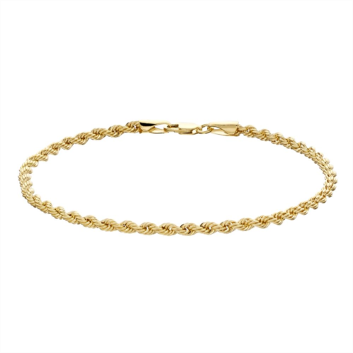 Au Naturale 14k Gold 2.7mm Rope Chain Bracelet
