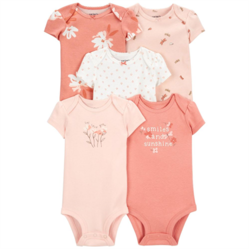 Baby Girl Carters 5-Pack Smiles & Sunshine Short Sleeve Bodysuits