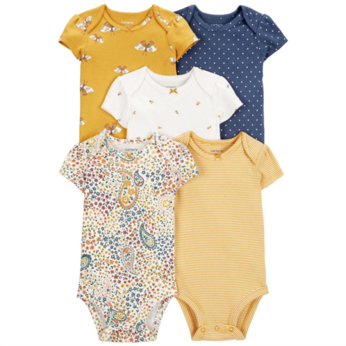 Baby Girl Carters 5-Pack Short Sleeve Paisley & Butterfly Bodysuits